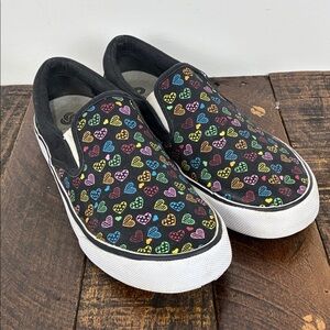 Clark’s Cloudsteppers Women’s 9.5 Colorful Heart Pattern Slip-On Sneakers Shoes